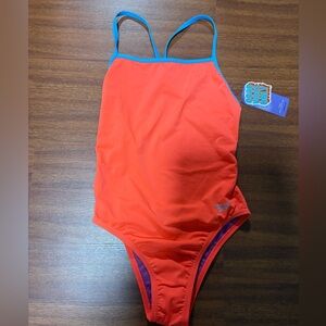 Women's Solid Double Strap One Piece Coral